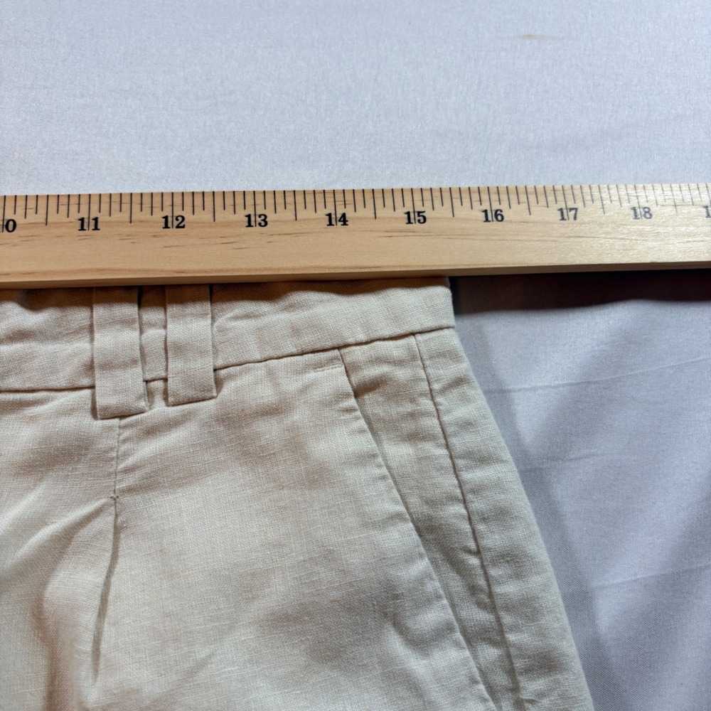 American Eagle Stovepipe Crop Pants Womens 2 Regular Beige Linen Blend Pleated - Picture 7 of 10